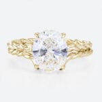 3ct Oval Lab Diamond Rings​ Set Twisted 4 Claw Prong Bridal Ring in Yellow Gold