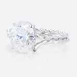 3ct Oval Lab Diamond Rings​ Set Twisted 4 Claw Prong Bridal Ring in White Gold