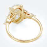 Oval 3 Carat Lab Grown Diamond Ring​ Vintage Cluster 4-Prong Engagement Ring in Yellow Gold