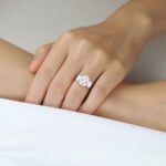 3ct Radiant Cut Lab Diamond Ring​ Classic Three-Stone 4-Prong Engagement Ring in Yellow Gold