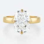 3ct Radiant Cut Lab Grown Diamond Rings Solitaire 4-Prong Ring in Yellow Gold