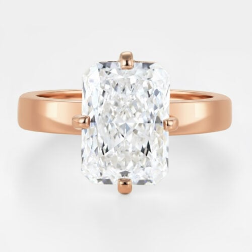 3ct Radiant Cut Lab Grown Diamond Rings Solitaire 4-Prong Ring in Rose Gold