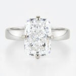 3ct Radiant Cut Lab Grown Diamond Rings Solitaire 4-Prong Ring in White Gold