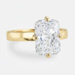 3ct Radiant Cut Lab Grown Diamond Rings Solitaire 4-Prong Ring in Yellow Gold