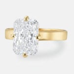3ct Radiant Cut Lab Grown Diamond Rings Solitaire 4-Prong Ring in Yellow Gold
