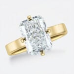 3ct Radiant Cut Lab Grown Diamond Rings Solitaire 4-Prong Ring in Yellow Gold