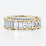 Yellow Gold Lab Diamond Rings Eternity Rings​ 3ct Emerald Oval Cut Art Deco Eternity Wedding Band in Two-Tone Gold