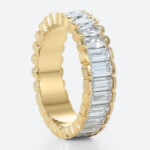 Lab Diamond Rings Eternity Rings​ 3ct Emerald Oval Cut Art Deco Eternity Wedding Band in Two-Tone Gold