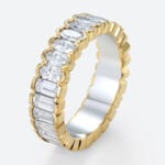 Lab Diamond Rings Eternity Rings​ 3ct Emerald Oval Cut Art Deco Eternity Wedding Band in Two-Tone Gold