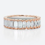 Rose Gold Lab Diamond Rings Eternity Rings​ 3ct Emerald Oval Cut Art Deco Eternity Wedding Band in Two-Tone Gold
