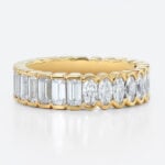 Yellow Gold Lab Diamond Rings Eternity Rings​ 3ct Emerald Oval Cut Art Deco Eternity Wedding Band in Two-Tone Gold