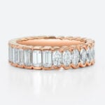 Rose Gold Lab Diamond Rings Eternity Rings​ 3ct Emerald Oval Cut Art Deco Eternity Wedding Band in Two-Tone Gold