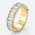 Lab Diamond Rings Eternity Rings​ 3ct Emerald Oval Cut Art Deco Eternity Wedding Band in Two-Tone Gold