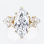 4ct Marquise Cut Lab Diamond Ring​ Floral Petal Design 6-Prong Engagement Ring in Yellow Gold