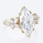 4ct Marquise Cut Lab Diamond Ring​ Floral Petal Design 6-Prong Engagement Ring in Yellow Gold