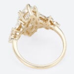 4ct Marquise Cut Lab Diamond Ring​ Floral Petal Design 6-Prong Engagement Ring in Yellow Gold