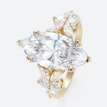 4ct Marquise Cut Lab Diamond Ring​ Floral Petal Design 6-Prong Engagement Ring in Yellow Gold