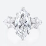 4ct Marquise Cut Lab Diamond Ring​ Floral Petal Design 6-Prong Engagement Ring in White Gold