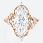 4ct Lab Diamond Ring​ Marquise Cut Vintage Tendril Cluster 8-Prong Engagement Ring in Rose Gold