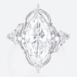 4ct Lab Diamond Ring​ Marquise Cut Vintage Tendril Cluster 8-Prong Engagement Ring in White Gold