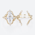 4ct Lab Diamond Ring​ Set Marquise Vintage Vine 8-Prong Bridal Ring Set in Yellow Gold
