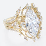 4ct Lab Diamond Ring​ Set Marquise Vintage Vine 8-Prong Bridal Ring Set in Yellow Gold