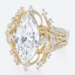 4ct Lab Diamond Ring​ Set Marquise Vintage Vine 8-Prong Bridal Ring Set in Yellow Gold