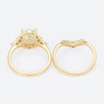 4ct Oval Cut Lab Diamond Ring​ Set Vintage 4-Prong Bridal Ring Set in Yellow Gold