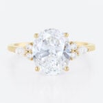 4ct Oval Cut Engagement Rings Vintage Cluater Lab Diamond Ring in Yellow Gold