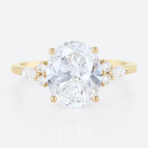 4ct Oval Cut Engagement Rings Vintage Cluater Lab Diamond Ring in Yellow Gold