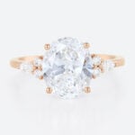 4ct Oval Cut Engagement Rings Vintage Cluater Lab Diamond Ring in Rose Gold