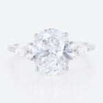 4ct Oval Cut Engagement Rings Vintage Cluater Lab Diamond Ring in White Gold