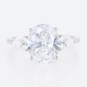 4ct Oval Cut Engagement Rings Vintage Cluater Lab Diamond Ring in White Gold