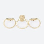 4ct Oval Lab Diamond Ring Set Vintage Trio 4-Prong Bridal Ring Set in Yellow Gold
