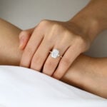 4ct Radiant Cut Lab Diamond Engagement Rings Milgrain Edging 4-Prong Engagement Ring in Yellow Gold