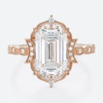 5ct Emerald Cut Lab Diamond Ring​ Art Deco Vintage 4-Prong Rings in Rose Gold