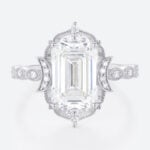 5ct Emerald Cut Lab Diamond Ring​ Art Deco Vintage 4-Prong Rings in White Gold