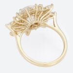 5ct Lab Diamond Ring Round Cut Sunburst Halo 4-Prong Bridal Ring in Yellow Gold