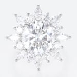 5ct Lab Diamond Ring Round Cut Sunburst Halo 4-Prong Bridal Ring in White Gold