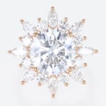 5ct Lab Diamond Ring Round Cut Sunburst Halo 4-Prong Bridal Ring in Rose Gold