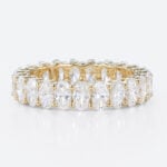6.3ct Oval Cut Lab Diamond Eternity Ring Shared Prong Wedding Band in Yellow Gold