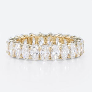6.3ct Oval Cut Lab Diamond Eternity Ring Shared Prong Wedding Band in Yellow Gold