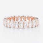 6.3ct Oval Cut Lab Diamond Eternity Ring Shared Prong Wedding Band in Rose Gold