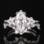 Marquise Cut Diamond Ring​ Set 2ct Floral Cluster Bridal Ring Set in Yellow Gold