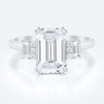 2ct Emerald Cut Lab Grown Diamond Ring Art Deco Engagement Ring in White Gold
