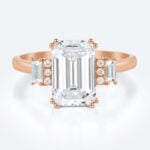 2ct Emerald Cut Lab Grown Diamond Ring Art Deco Engagement Ring in Rose Gold