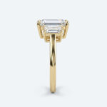 Emerald Cut Lab Grown Diamond Classic Three-Stone 4-Prong Engagement Ring in Yellow Gold (4)