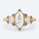 Marquise Cut Lab Grown Diamond Fantasy-Inspired 4-Prong Engagement Ring in Yellow Gold (2)