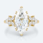 Marquise Cut Lab Grown Diamond Floral Petal Design 6-Prong Engagement Ring in Yellow Gold (6)