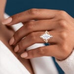 4ct Lab Diamond Ring​ Marquise Cut Vintage Tendril Cluster 8-Prong Engagement Ring in Yellow Gold